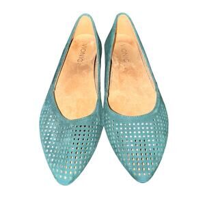 Vionic Posey Flats Women's Size 5 Green Suede Leather Perforated Comfort Shoes